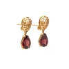 Pendientes de oro rosa calados con granates - 0439