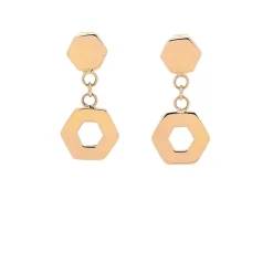 Pendientes de oro rosa y forma hexagonal