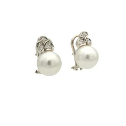 Pendientes de perlas australianas y diamantes