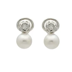 Pendientes de perlas australianas y diamantes - 1023