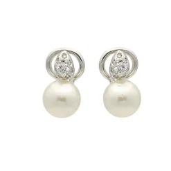 Pendientes de perlas australianas y diamantes - 1019