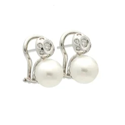 Pendientes de perlas australianas y diamantes - 1023