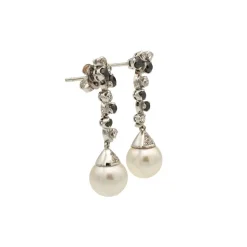 Pendientes de perlas australianas y diamantes