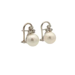 Pendientes de perlas con diamantes