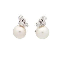 Pendientes de perlas y diamantes