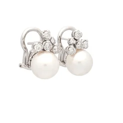 Pendientes de perlas y diamantes