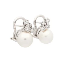 Pendientes de perlas y diamantes