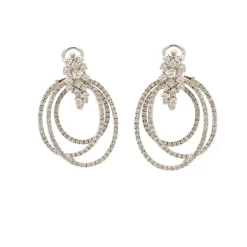 Pendientes de tres aros de diamantes - 0383