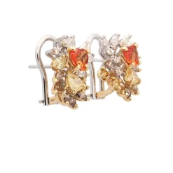 Pendientes de zafiros naranjas y diamantes