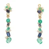 Pendientes desmontables con esmeraldas, zafiros y diamantes - 0453
