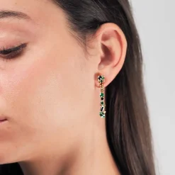 Pendientes desmontables con esmeraldas, zafiros y diamantes - 0453