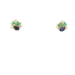 Pendientes desmontables con esmeraldas, zafiros y diamantes - 0453