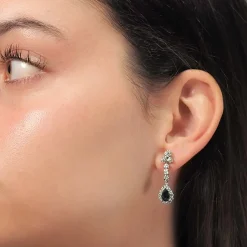 Pendientes desmontables de zafiros y diamantes