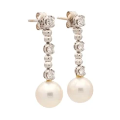 Pendientes desmontables de perlas y diamantes - 1040