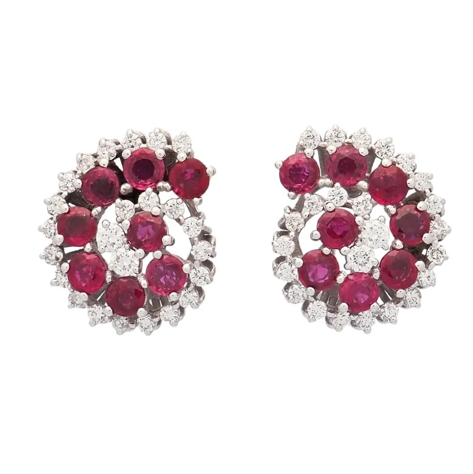 Pendientes espiral con rubíes y diamantes