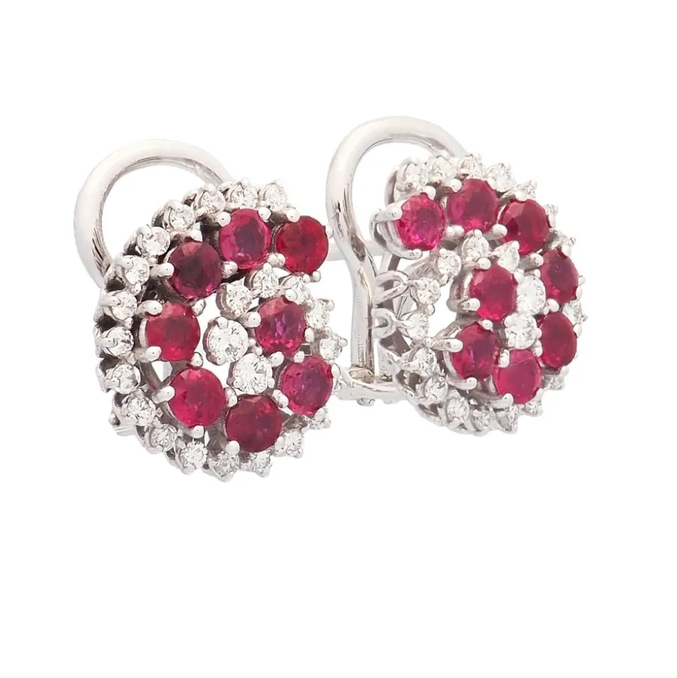Pendientes espiral con rubíes y diamantes