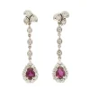 Pendientes largos con diamantes y rubíes - 1111