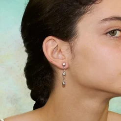 Pendientes largos con diamantes - 1066