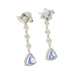 Pendientes largos con diamantes y tanzanitas - 1299