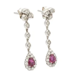 Pendientes largos con diamantes y rubíes - 1111