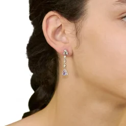 Pendientes largos con diamantes y tanzanitas - 1299