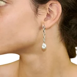 Pendientes largos con perlas cultivadas - 0386