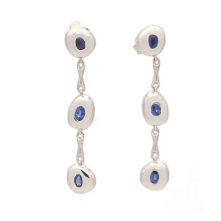 Pendientes largos con zafiros - 1059