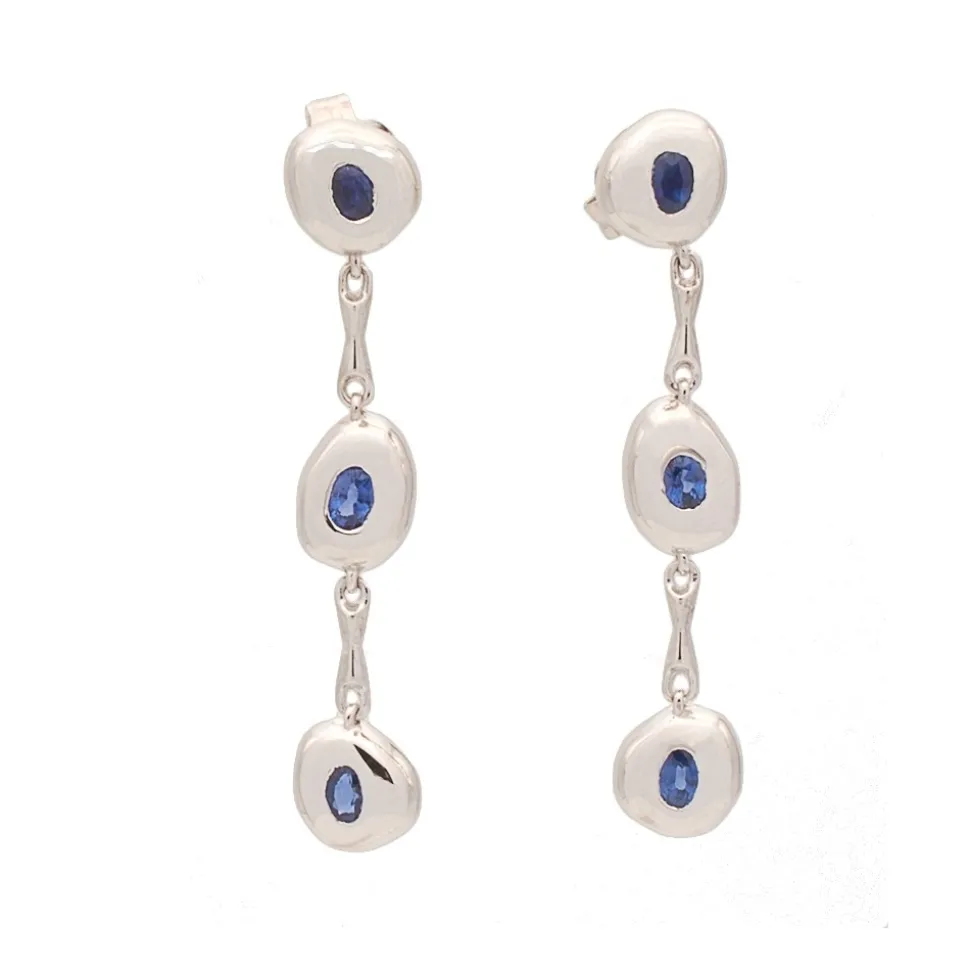 Pendientes largos con zafiros - 1059