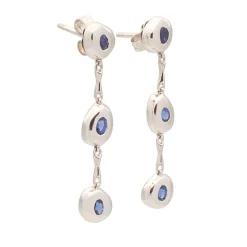 Pendientes largos con zafiros - 1059