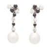Pendientes largos de diamantes y perlas australianas