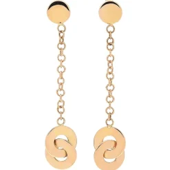 Pendientes largos de oro rosa con cadena