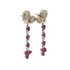 Pendientes largos de oro blanco con rubíes y diamantes - 0888