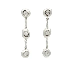 Pendientes largos de oro blanco y diamantes - 1025