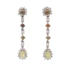 Pendientes largos de oro blanco con diamantes bicolor