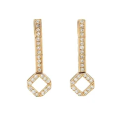 Pendientes largos de oro amarillo con diamantes