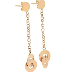Pendientes largos de oro rosa con cadena