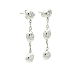 Pendientes largos de oro blanco y diamantes - 1025