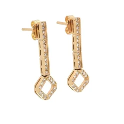 Pendientes largos de oro amarillo con diamantes