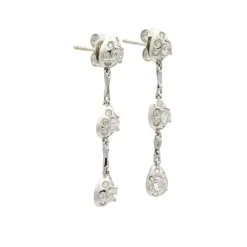 Pendientes largos de oro blanco y diamantes - 1011