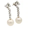 Pendientes largos de perlas y diamantes