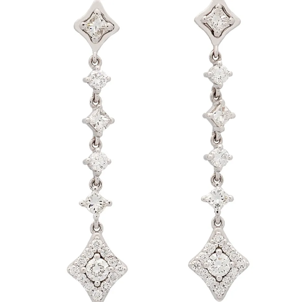 Pendientes largos rombos con diamantes
