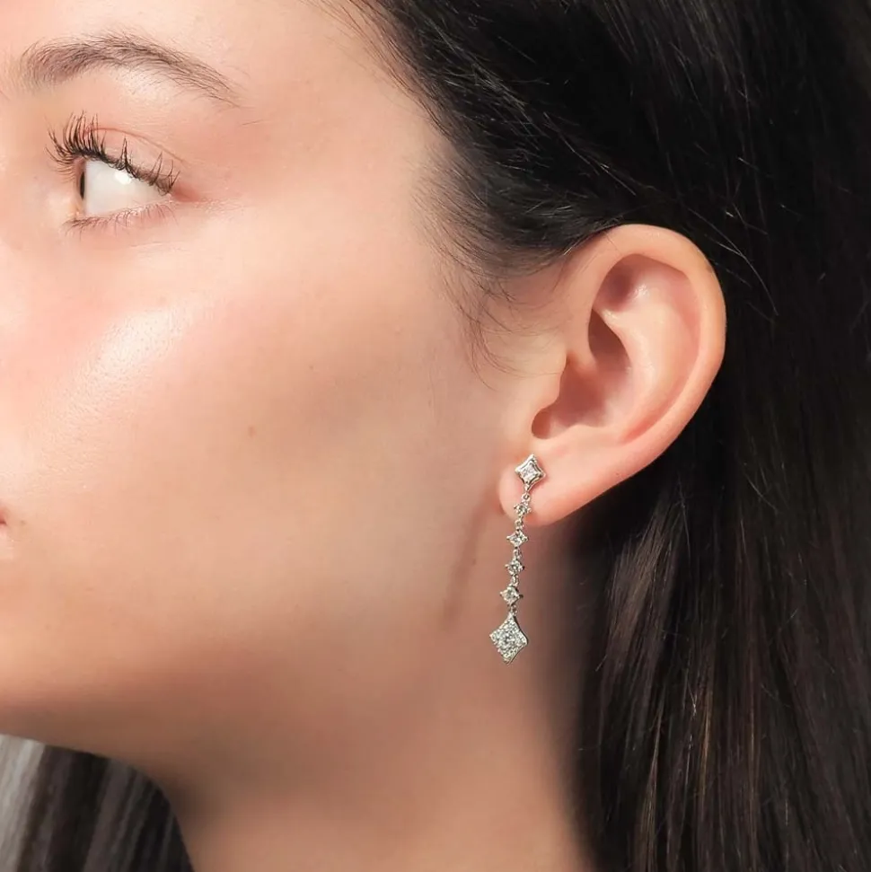Pendientes largos rombos con diamantes
