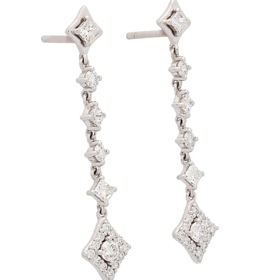 Pendientes largos rombos con diamantes