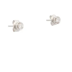 Pendientes redondos de oro blanco y diamantes