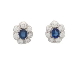 Pendientes zafiro central y diamantes