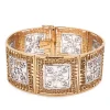 Pulsera ancha de oro con notas musicales