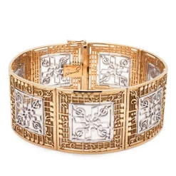 Pulsera ancha de oro con notas musicales