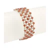 Pulsera de malla en oro blanco, diamantes y zafiros naranjas - 0190-1