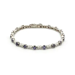 Pulsera de oro blanco e iolitas