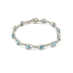 Pulsera de oro blanco y topacios - 0955